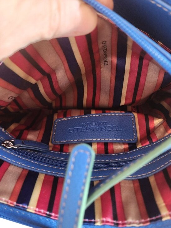 Tignanello Blue Leather Crossbody Purse - Picture 10 of 11